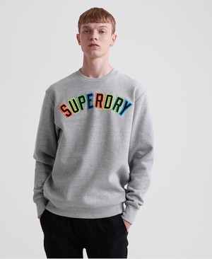 Superdry New House Rules Applique Crew Férfi Pulóver Titán | CDMHL1964